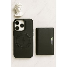 Madam Case Iphone 13 Pro Siyah Renk Deri Cüzdanlı Kartlıklı Magsafe Özellikli Cüzdanlı ve Kılıf