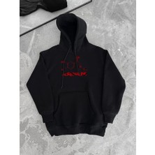 Queene Dreams Kışlık Uzun Kol Kapüşonlu Sweatshirt - Siyah