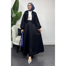 Tesettür Diyarı Kadın Lizza Kumaş Cepli Ikili Takım-Siyah