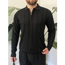 Essenza Erkek Fitilli Yarım Fermuarlı Polo Yaka Triko Kazak