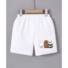 Queene Dreams Beli Lastikli Baskılı Mini Şort - Beyaz