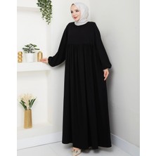 Moda Medine Ipeği Roba Detaylı Salaş Tesettür Elbise 3 Renk Büyük Beden Uyumlu
