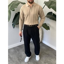 Essenza Erkek Fitilli Yarım Fermuarlı Polo Yaka Triko Kazak