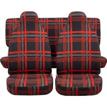 Özgürce Kırmızı Ekoşe Desenli Otomobil Koltuk Kılıfı, Şık ve Koruyucu Tasarım