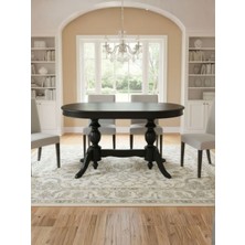 Gazzini Furniture Montclair Çift Baba Ayaklı Masif Ahşap Oval Yemek Masası 90X140