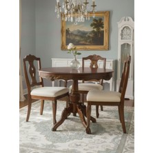Gazzini Furniture Royal King Ingiliz Still Yuvarlak Ahşap Oymalı Yemek Masası