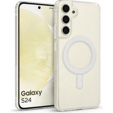 Vissona Samsung Galaxy S24 Uyumlu Kamera Korumalı Magsafe Wireless Şarj Özellikli Lüks Şeffaf Silikon Telefon Kılıfı