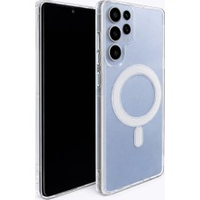 Vissona Samsung Galaxy S25 Ultra Uyumlu Kamera Korumalı Magsafe Wireless Şarj Özellikli Lüks Şeffaf Silikon Telefon Kılıfı