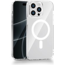 Vissona iPhone 13 Pro Uyumlu Kamera Korumalı Magsafe Wireless Şarj Özellikli Lüks Şeffaf Silikon Telefon Kılıfı