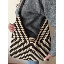 Nillys Kadın Koton Ip El Örgüsü ,suni Deri Saplı ,astarlı Omuz Çantası