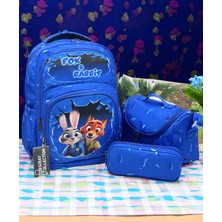 MegiHero  Erkek Çocuk Ilk Okul Çantası 3'lü Set Ilkokul Çantası Siyah Karakter Desenli Takım