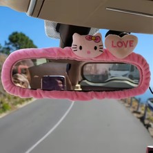 Özgürce Hello Kitty Figürlü Pembe Dikiz Aynası Süsü ve Ayna Kılıfı