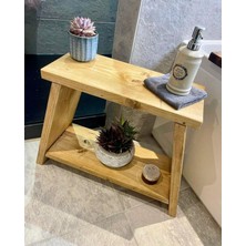 CopperWood Masif Ahşap Banyo Sehpası Dekoratif