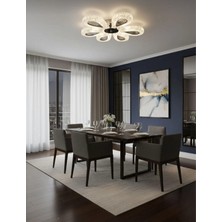 Bohem Aydınlatma Krom Damla Model 6'lı Tavana Sıfır 3renk LED Modern Salon Avizesi