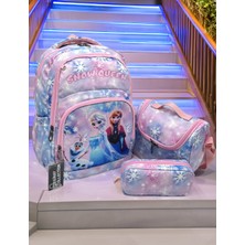 MegiHero  Kız Çocuk Ilk Okul Çantası 3'lü Set Ilkokul Çantası Karakter Desenli Takım Mavi Els