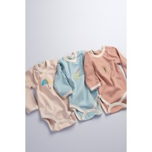 Bondberro 3'lü Set %100 Pamuk Nakışlı Bebek ve Çocuk Zıbın Body