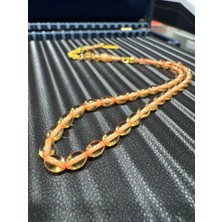 Septemmart Ateş Kehribar Tesbih 4x7 mm 925 Ayar Gümüş Püsküllü Bilek Boy