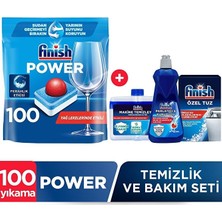 Finish Power Hepsi Bir Arada 100 Tablet Bulaşık Makinesi Deterjanı + Temizlik ve Bakım Seti