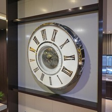 Sleep Nova Silver Crown Roma Rakamlı Büyük Boy Dekoratif Duvar Saati