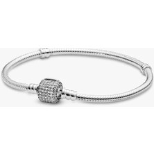 Pandora Moments Gümüş Pavé Klipsli Bileklik 925 Ayar Gümüş Zirkon Taşlı Zarif Model