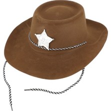 Najmaddin Çocuk Kovboy Şapkası Plastik Üzeri Flok Kaplama Açık Kahverengi