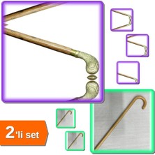 Normadia Şık Ahşap Pirinç Baston Seti, Rahat Tutuş ve Zarif Tasarım (2'li)