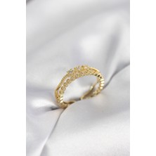 Mç Plus Gold Renk Minimal Yıldızlı Model Kadın Yüzük