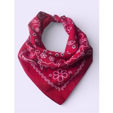ALS Tasarım Dünyası Kırmızı Renk Içi Desenli %100 Koton Bandana