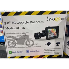 Twogo Go-Ix 5" Dokunmatik Waterproof Bt Çiftli Motorsiklet Araç Kamerası