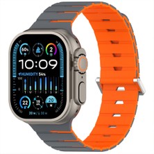 Sneezy iWatch Ultra 1 2 3 49mm Ventra Spor Silikon Kordon Çift Renk Metal Tokalı