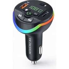 YK Design Araç Bluetooth Fm Transmitter Mp3 Çalar – Type-C Hızlı Şarj, Handsfree, USB & Tf Kart