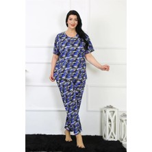 Kadın 5xl-6xl-7xl-8xl Büyük Beden Kısa Kol Pijama Takım Saks