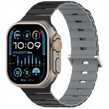 Sneezy iWatch Ultra 1 2 3 49mm Ventra Spor Silikon Kordon Çift Renk Metal Tokalı