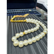 Septemmart Tatlı Su Incisi Tesbih 10X10 mm Alpaka Püskül Tasarımlı Altın Detaylı