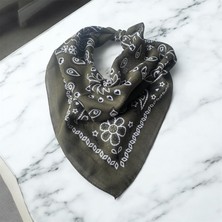 ALS Tasarım Dünyası Yeşil Renk Içi Desenli %100 Koton Bandana