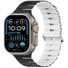 Sneezy iWatch Ultra 1 2 3 49mm Ventra Spor Silikon Kordon Çift Renk Metal Tokalı