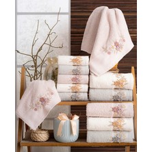 Hazangülü Collection Buldan Üretimi Çeyizlik Nakışlı Eyşan Pamuk 6'lı El/yüz Havlusu I 50X90