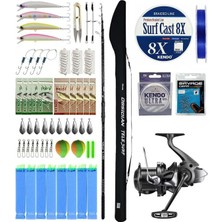 Yek Outdoor Yekoutdoor Pro Olta Seti Okuma Obsidian Super Light Tele Surf 420CM 100-220GR Olta Kamışı&shimano Makina Aerlex Xtc 14000