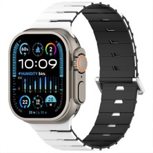Sneezy iWatch Ultra 1 2 3 49mm Ventra Spor Silikon Kordon Çift Renk Metal Tokalı