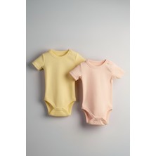 Bondberro 2'li Takım Bebek ve Çocuk Çıtçıtlı Body Zıbın ( Somon - Sarı )