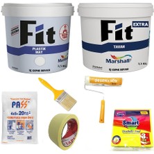 Marshall Fit Plastik İç Cephe Boyası 3.5 kg + Fit Extra Tavan Boyası 3.5 kg + 5 Parça Boyama Seti
