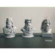Snickerdoodles Big Three Yunan Mitolojisi Büst Heykel Seti 3'lü - Zeus Poseidon Hades - Antik Yunan Tanrıları