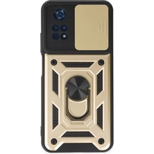 Zenvia  Xiaomi Poco M4 Pro 4g Kılıf Pars Lens Yüzüklü Silikon - Gold ZNV-MRK10346