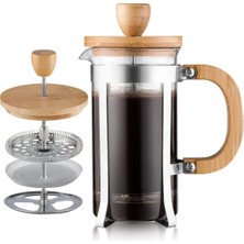 Zenvia Ahşap Detaylı 600 ml Cam French Press  ZNV-TTT3245