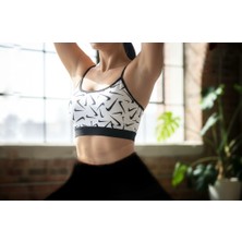 Hard Money İp Askılı Baskılı Beyaz Spor Sütyeni