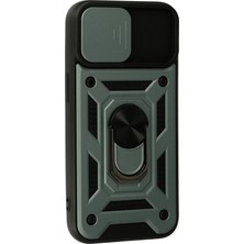 Zenvia  iPhone 13 Kılıf Pars Lens Yüzüklü Silikon - Yeşil ZNV-MRK10346