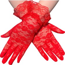 Zenvia Kırmızı Dantelli Eldiven Yetişkin ZNV-TTT3245