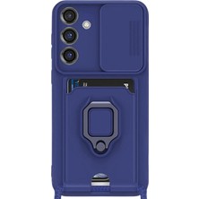Zenvia  Samsung Galaxy S25 Plus Kılıf Zuma Kartvizitli Yüzüklü Silikon - Lacivert ZNV-MRK10346