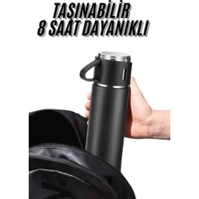 Zenvia Termos Seti 3'lü Bardak Seti Isı Dayanıklı Siyah Paslanmaz Çelik Vakumlu Znv-Tcndym