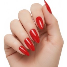 Eda Luxury Beauty 24'lü Kırmızı Takma Tırnak Seti Lüks Parlak Klasik Uzun Oval Badem Stiletto Yapıştırıcılı False Nails Set